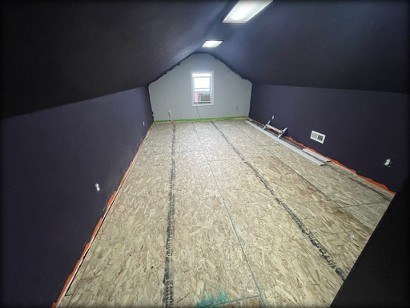 New plywood subfloor installed in bonus room