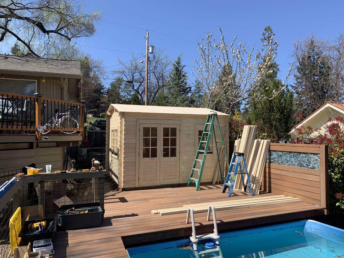 Pool house under construction